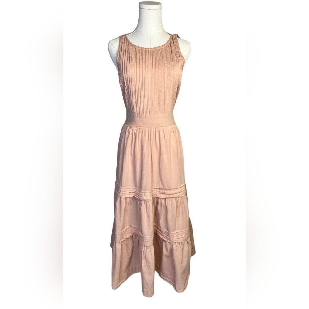 Pampelone NWT Pink Mauve BOHO Sleeveless Festival Spring Ruffle Maxi Dress-S